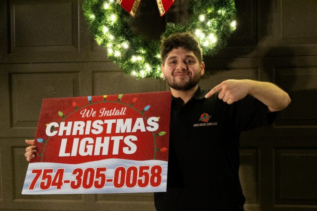 Christmas light installation on a residential property